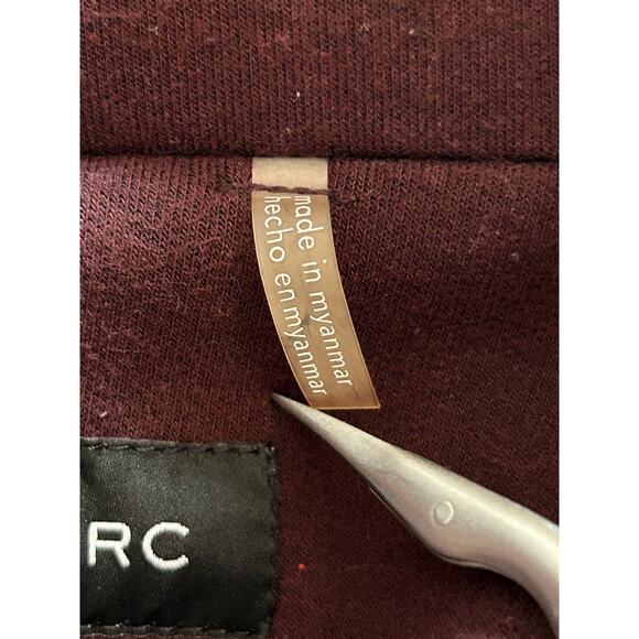 Andrew Marc Thick Fleece Jacket Size S Full Zip Removable Hood Wine Red Stretch - Picture 8 of 12